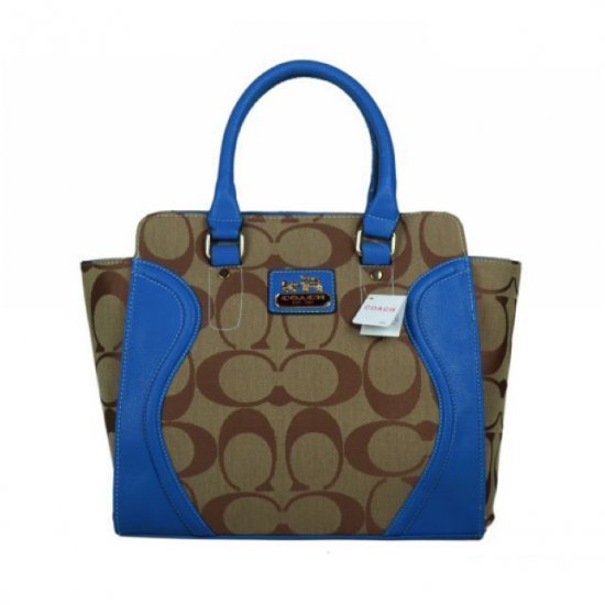 Coach Logo Monogram Medium Blue Satchels BKG | Women